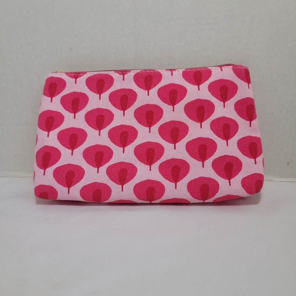 Estee Lauder Recycled Fabric Makeup Bag Womens OS Pink Leaf Pattern Travel Pouch